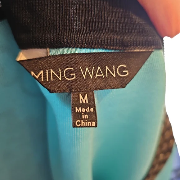 Ming Wang sz medium turquoise black cardigan with sz small shell - Picture 8 of 9